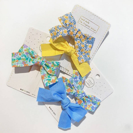 CWAHA07432_2PCS FLORAL BOW HAIR CLIPS FOR GIRLS KIDS