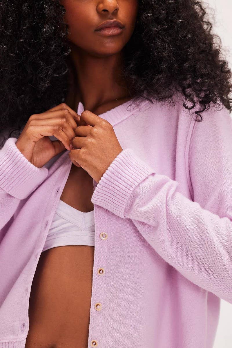 CWOCAL2220_SOLID COLOR ROUND NECK KNITTED CARDIGAN