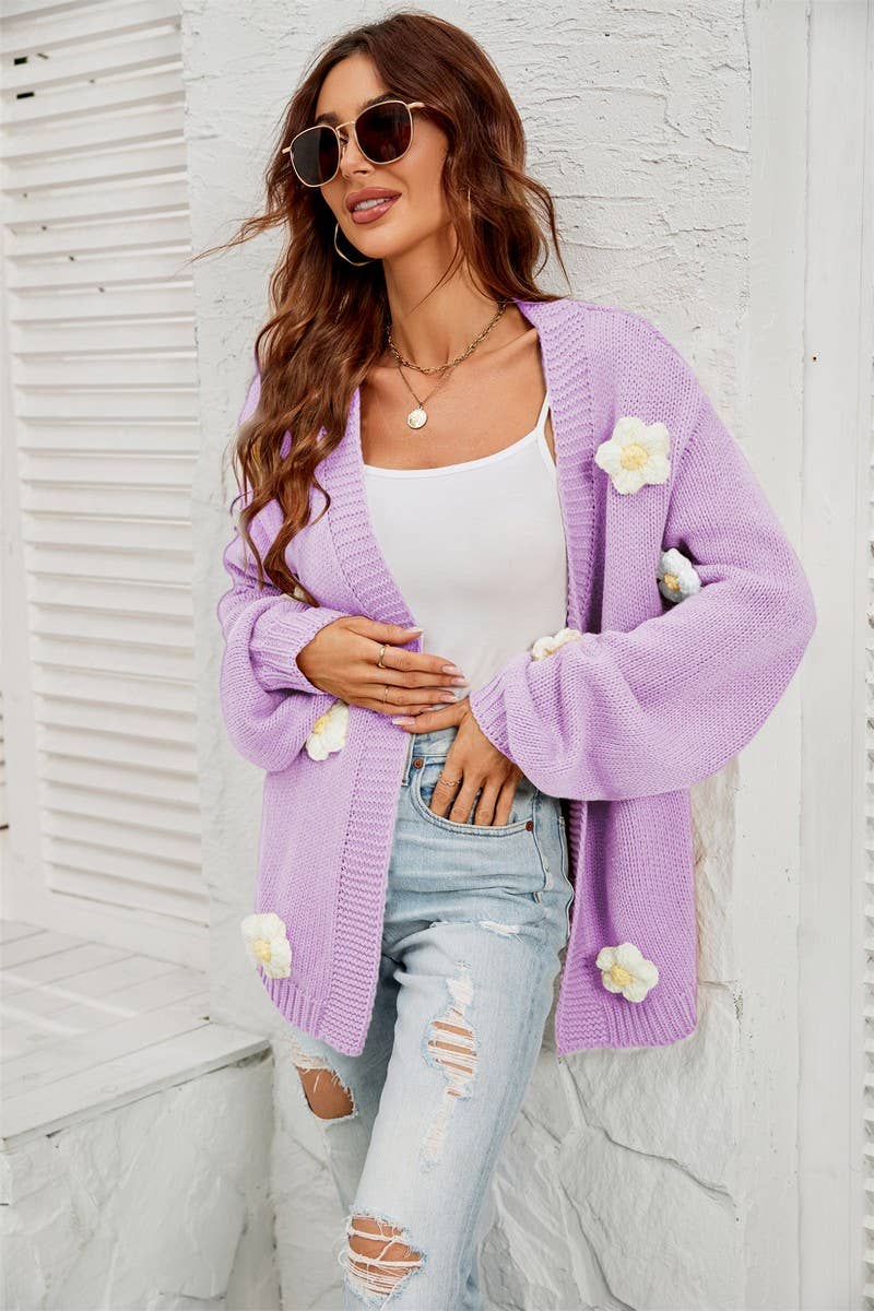 CWOSWL1659_Long Sleeve Casual Open Front Cardigan Sweater