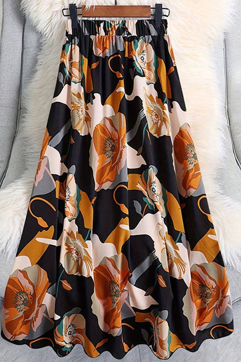 CWBLS0439_SUMMER SLIGHTLY TRANSPARENT COMMUTER PRINTED SKIRT