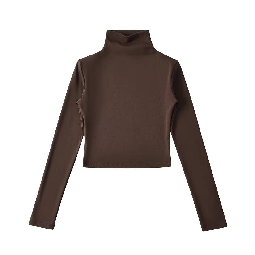 CASUAL SHOULDER PAD SHORT VELVET TURTLENECK BASE