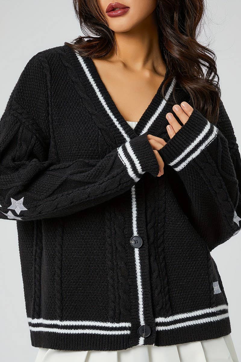 CWOCAL1794_SINGLE BREASTED KNIT EMBROIDERED CARDIGAN