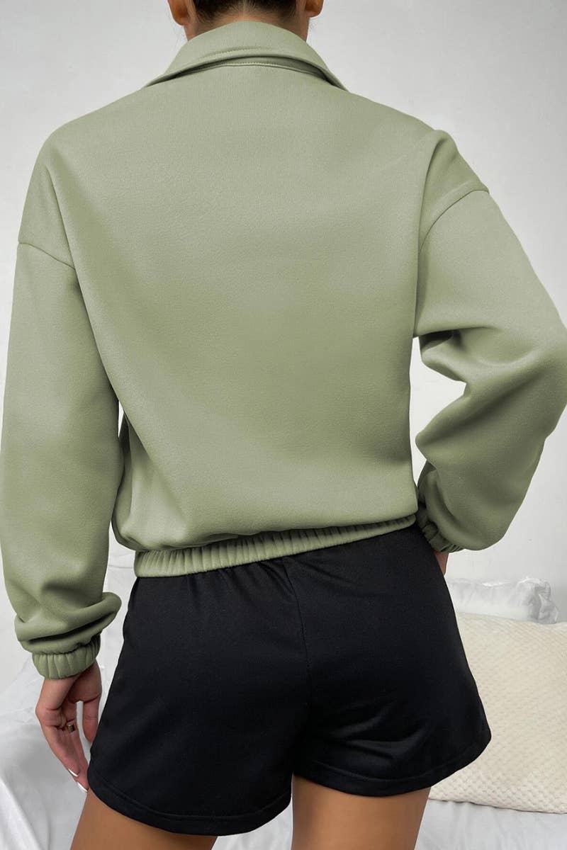 CWTBLL2479_LONG-SLEEVED HOODIE WITH POCKET ZIPPER FLEECE