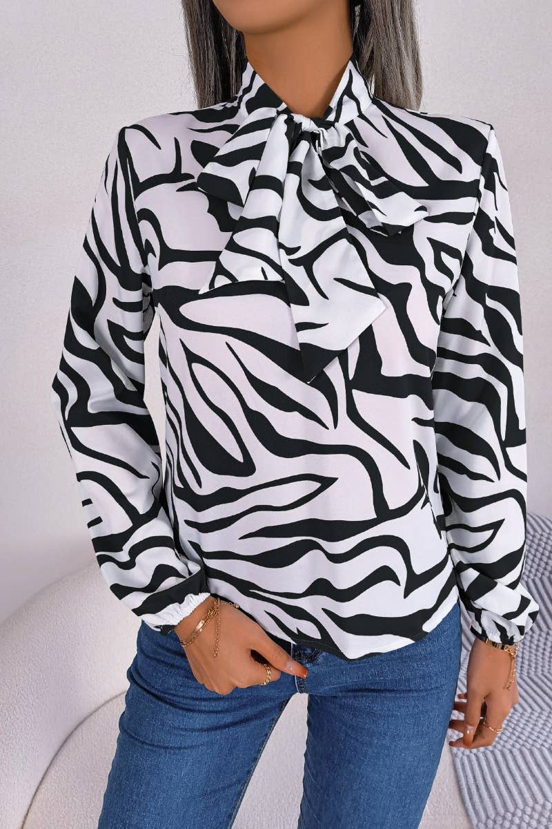 CWTSTL1202_CHIFFON BLOUSE WITH CONTRASTING STRIPES