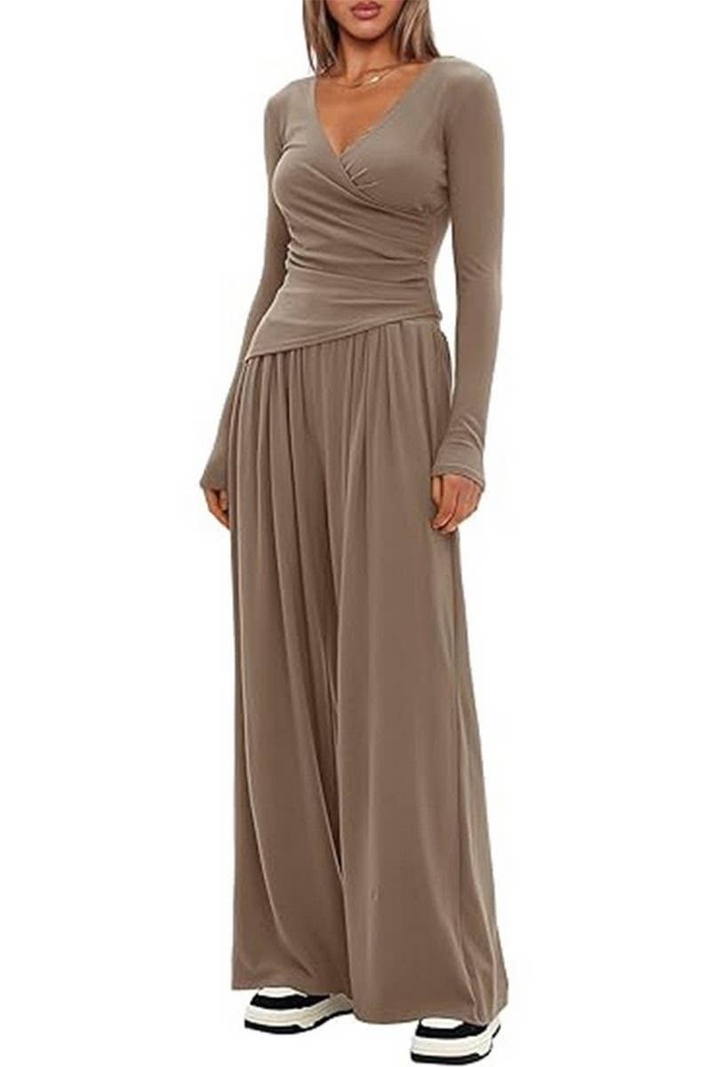 CWSTB00457_SOLID LONG SLEEVE TOP & WIDE LEG PANTS SET