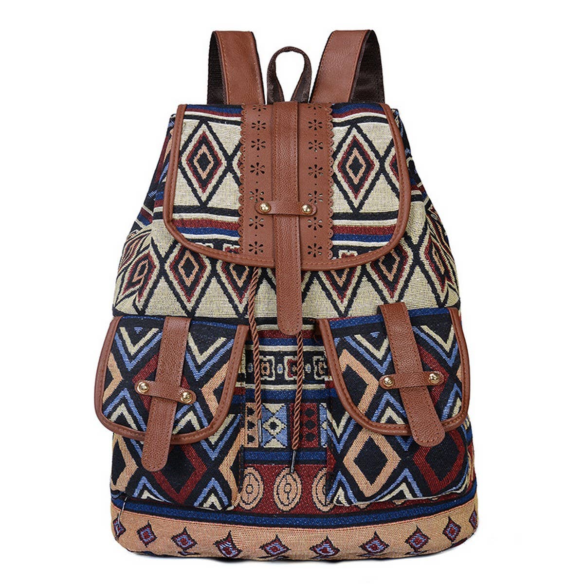 VINTAGE PATTERN BACK-TO-SCHOOL TRAVEL CANVAS BAG_CWAB2218