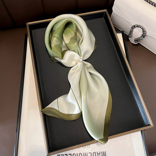 100% Silk Flower Scarf – Elegant Lotus Print Shawl_CWASC0541