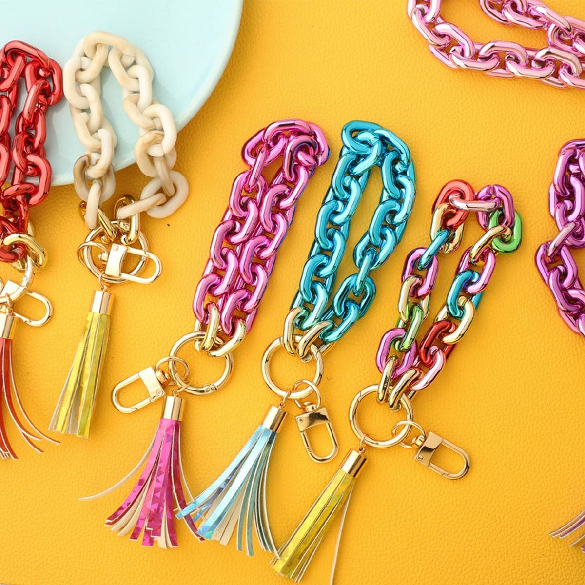 Silicone Bead Bracelet with Beech Wood Keychain_CWAB5012