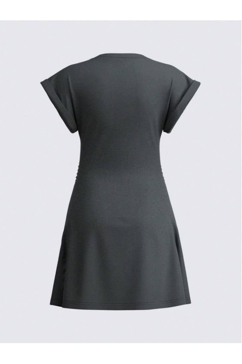 CWDMD01242_2025 SUMMER WOMEN RUCHED RUFFLE SLEEVE MINI DRESS