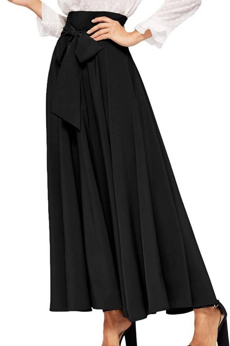 CWBLS0533_SUMMER HIGH WAIST SLIM FRONT TIE A-LINE SKIRT