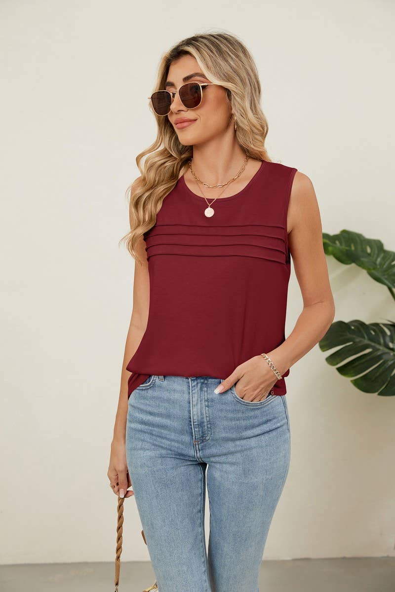 CWTTSL0296_SOLID COLOR ROUND NECK SLEEVELESS T-SHIRT VEST