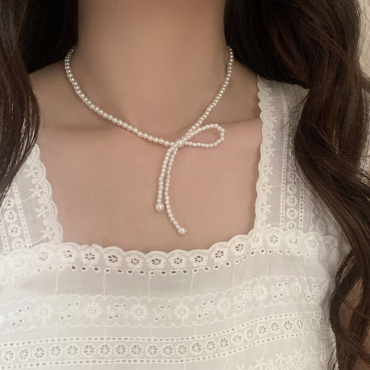 SUPER FAIRY SWEET BOW CLAVICLE NECKLACE FOR WOMEN