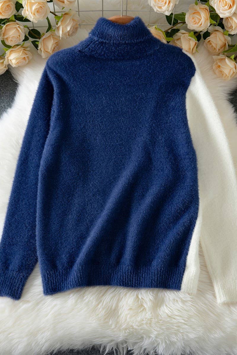 CWOSWL07459_ASYMMETRICAL BUTTON COLORBLOCK KNIT SWEATER