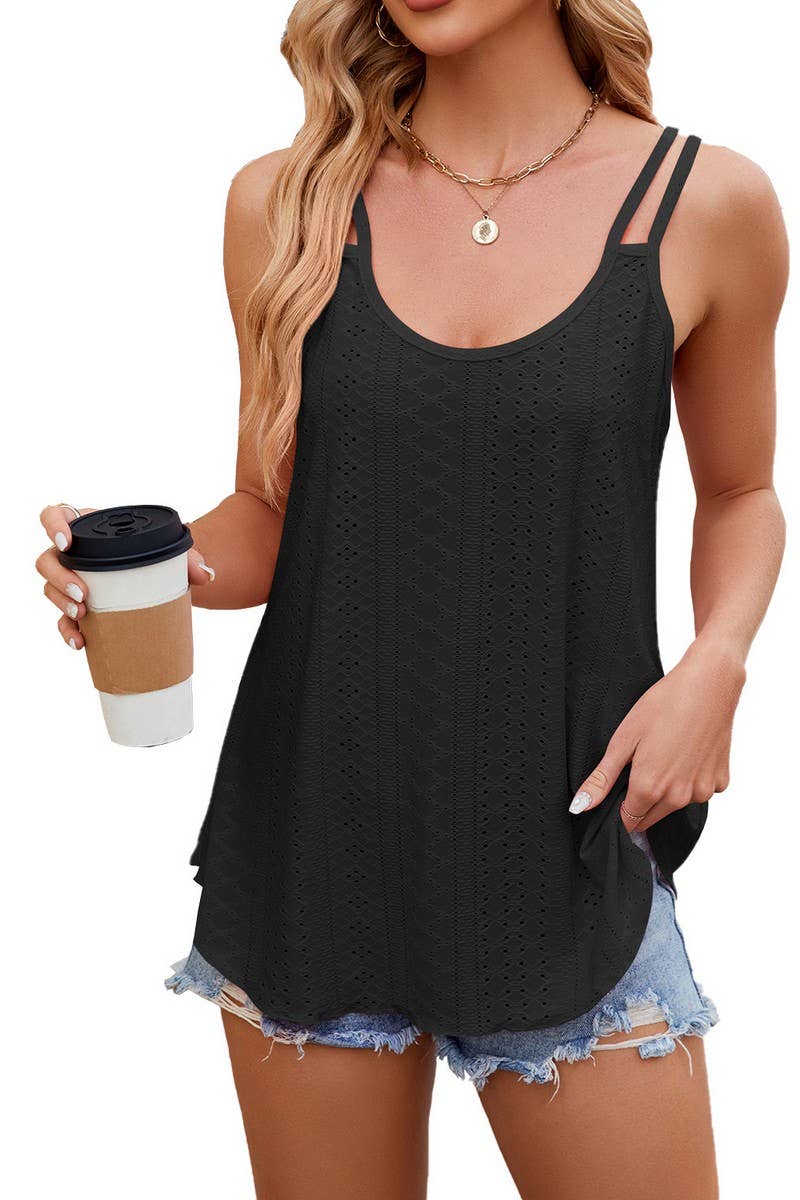 CWTTSL0323_SOLID COLOR ROUND NECK WOMEN'S BOTTOMING VEST TOP
