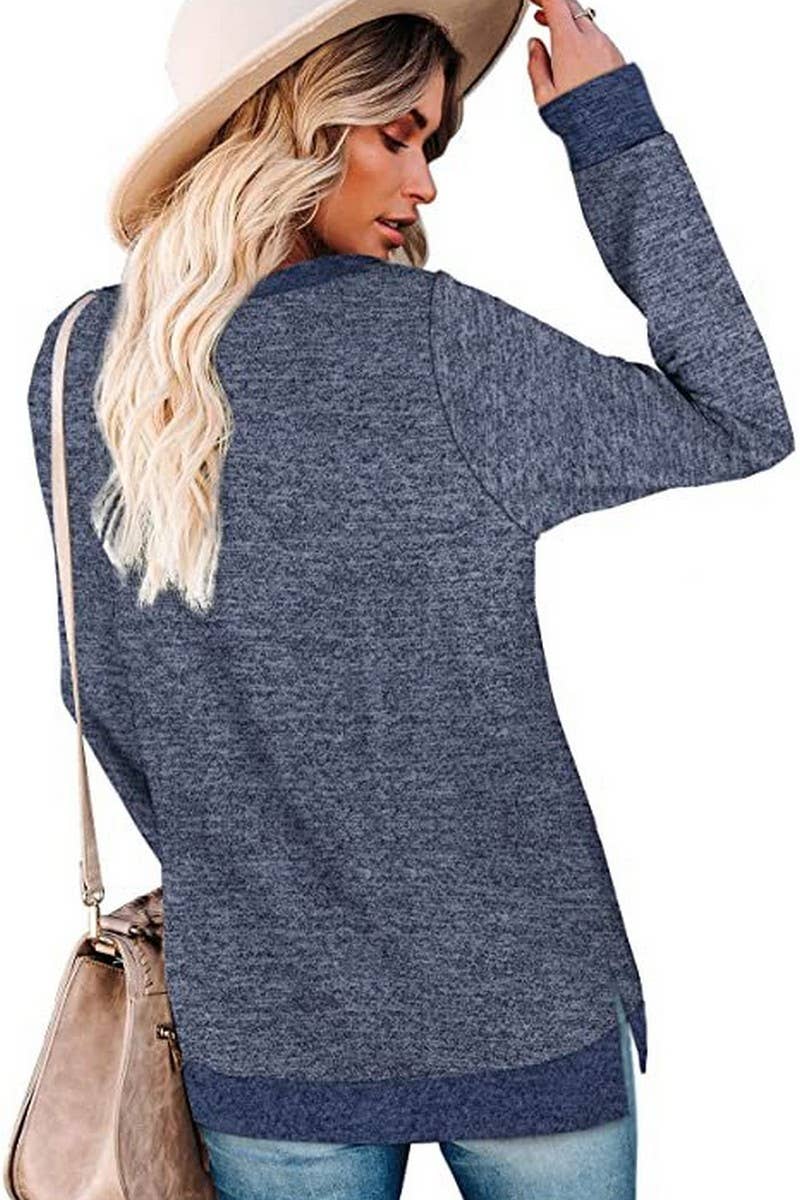 CWTBLL3686_COLORBLOCK SLIT LOOSE CASUAL PULLOVER TOP