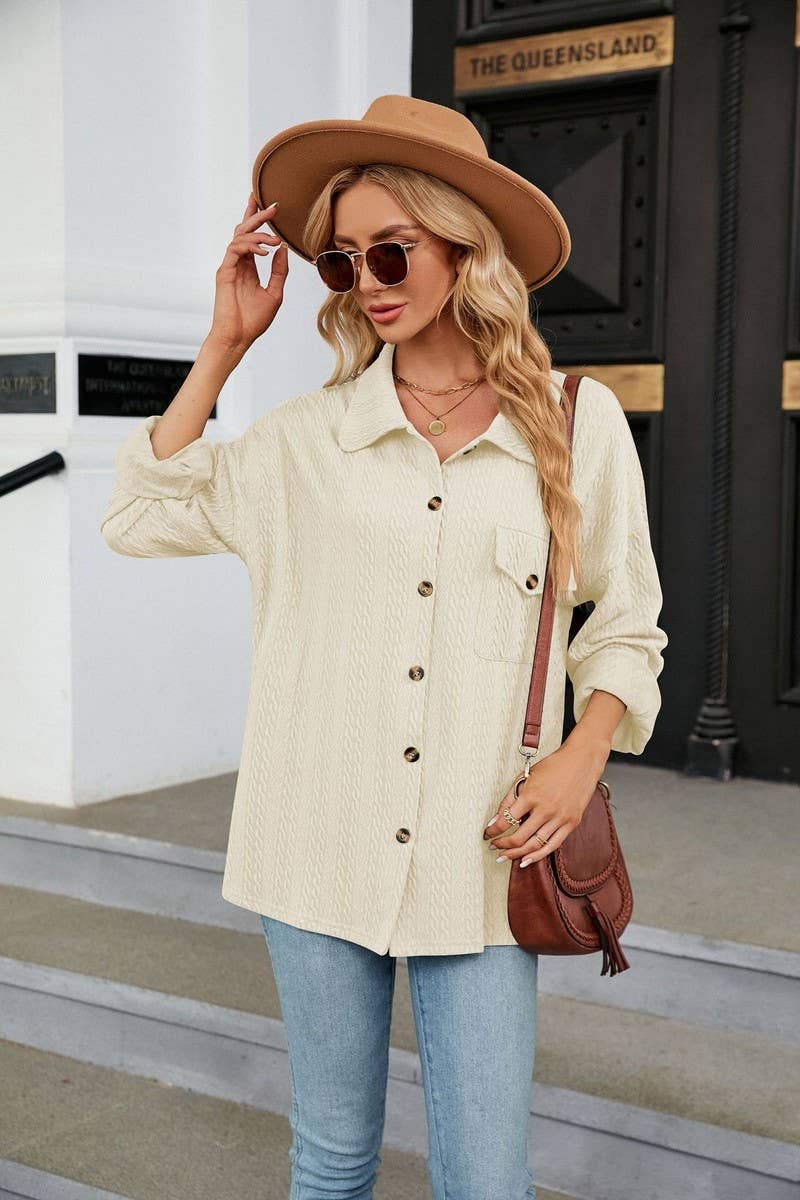 CWTSTL2066_LAPEL BUTTON POCKET LONG SLEEVE SHIRT COATS