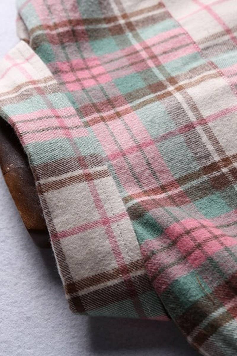 CWTSTL2241_LAPEL BRUSHED FLANNEL THICKENED PLAID SHIRT