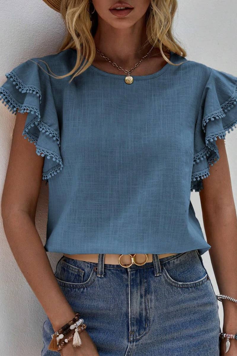 CWTSTS0665_WOMEN'S CASUAL ROUND NECK SUMMER LOOSE SHIRT