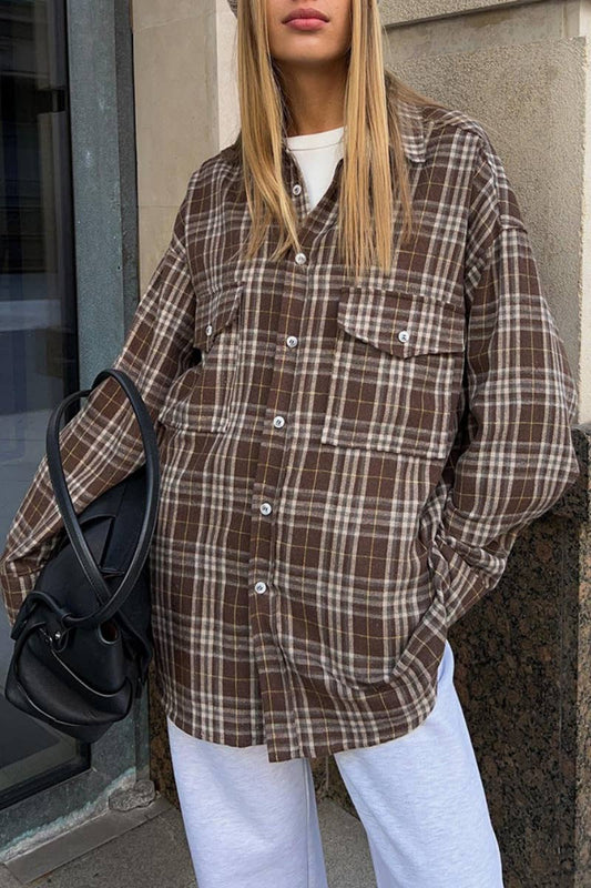 CWTSTL2319_VINTAGE PLAID POCKET LONG SLEEVE SHIRT TOP