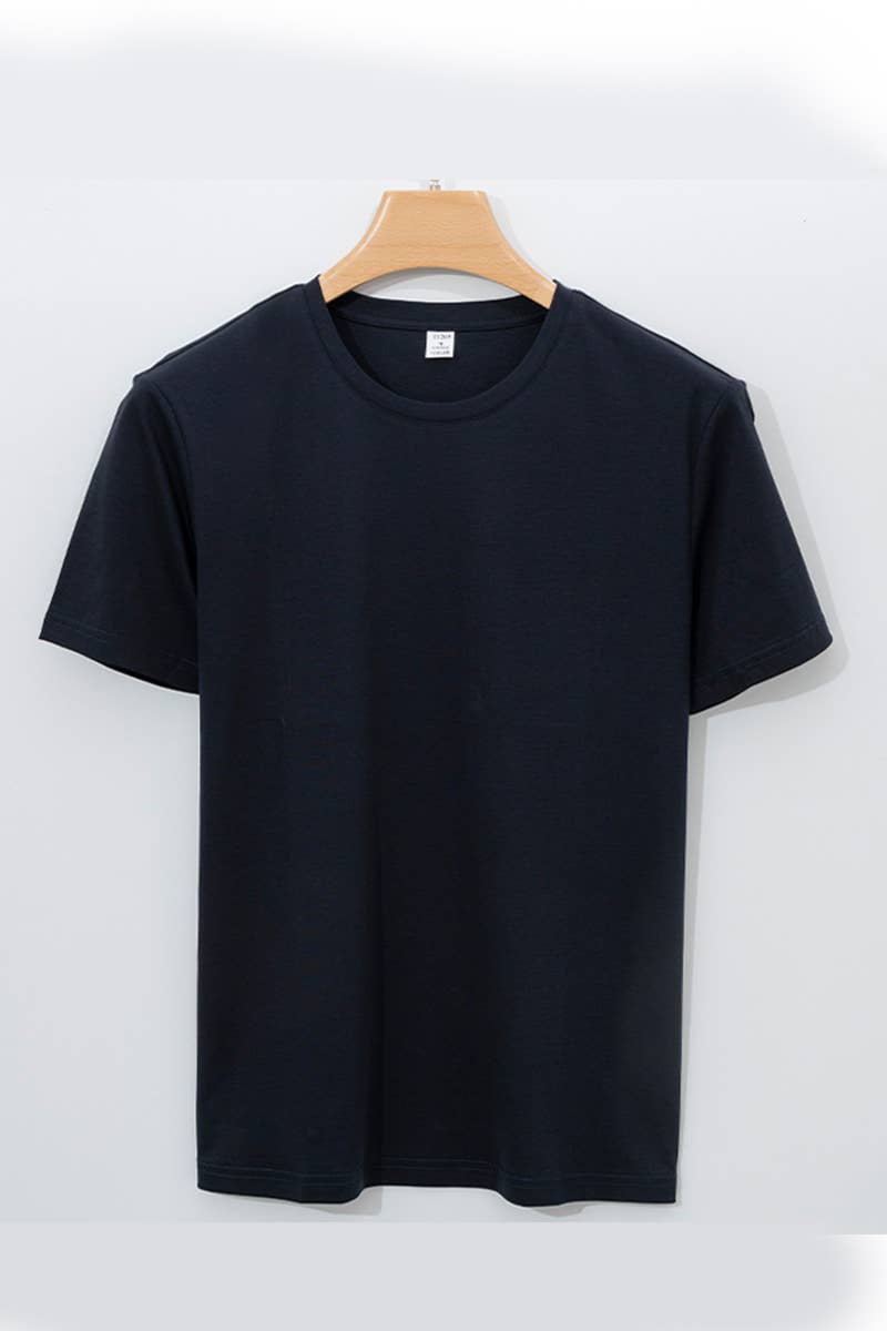 CWTBLS1785_CASUAL SOLID COLOR ROUND NECK MEN'S T-SHIRT