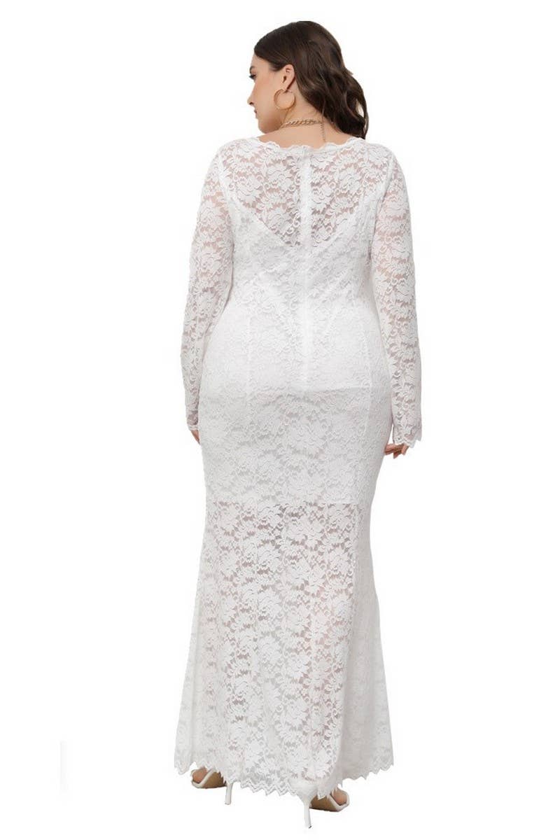 CWDMD3233_PLUS SIZE LACE MERMAID EVENING GOWN DRESS