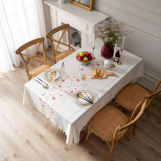 VINTAGE PINK FLORAL PASTORAL TABLECLOTH