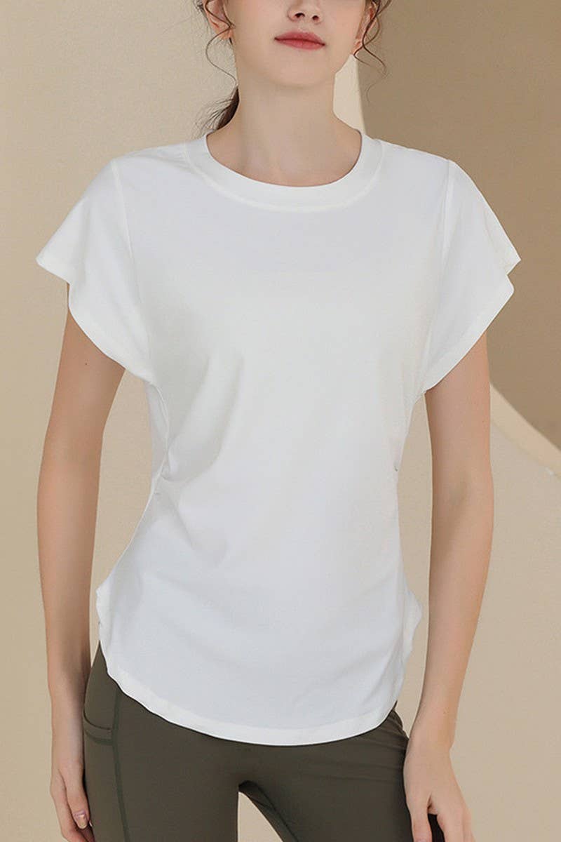 CWTSTS0394_ROUND NECK SHORT SLEEVE FITNESS YOGA TOP