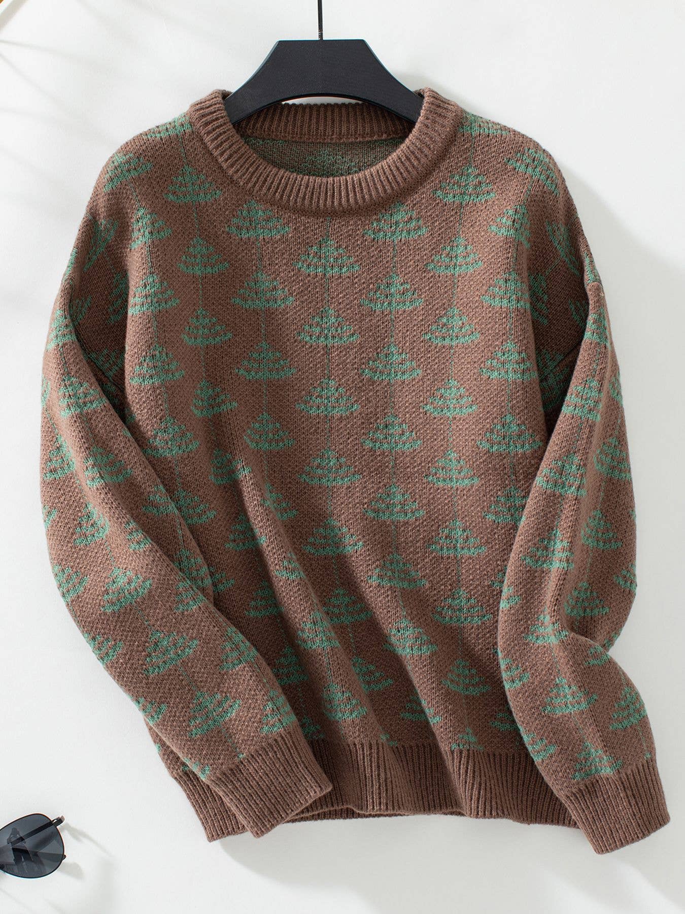 CREW-NECK LONG-SLEEVED JACQUARD PULLOVER SWEATER