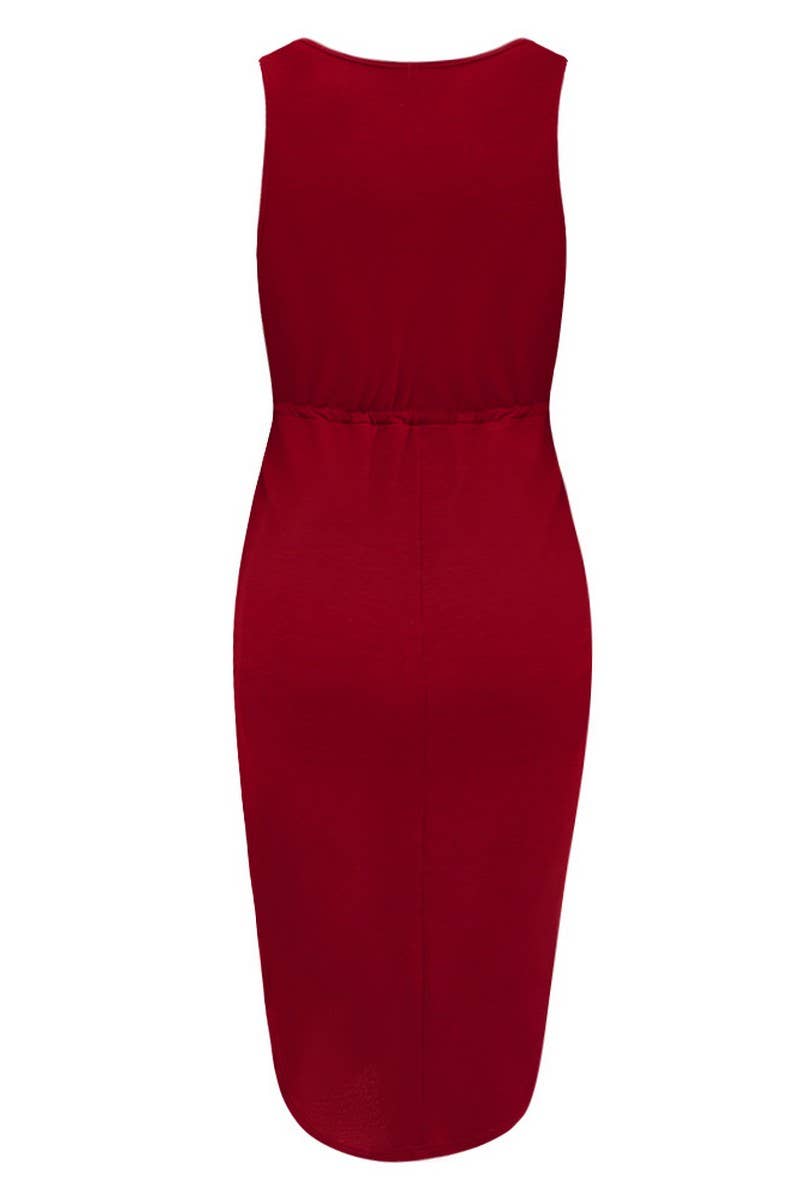 CWDSD4006_SIDE SPLIT DRAWSTRING HIGH-WAISTED SHORT DRESS