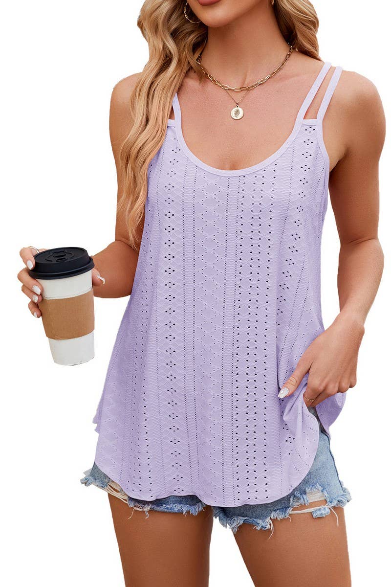 CWTTSL0323_SOLID COLOR ROUND NECK WOMEN'S BOTTOMING VEST TOP