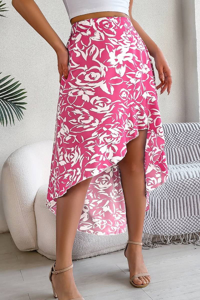 CWBMS0158_RUFFLED IRREGULAR SKIRT WITH SUMMER FLOWERS
