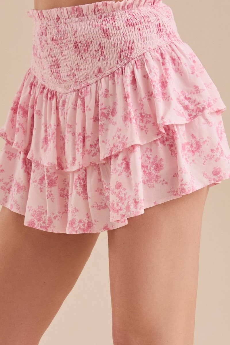CWBSS0467_SWEET BALLET FLORAL HIGH WAIST TIERED SKIRT
