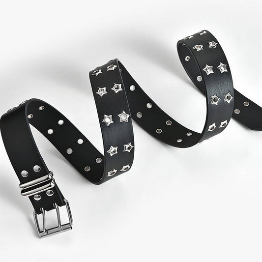 CWABE0871_DOUBLE ROW STAR EYELET HOLLOW PUNK BELT