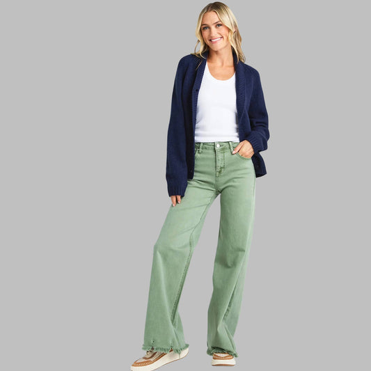 Casual knitted long-sleeved button-down cardigan