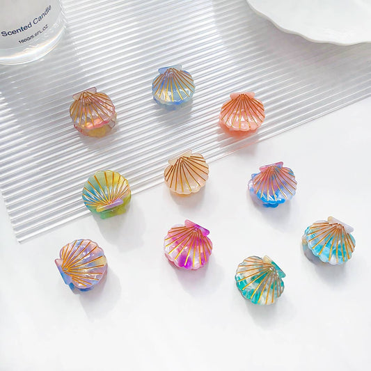 Cute mini gradient color shell acetic acid gripper