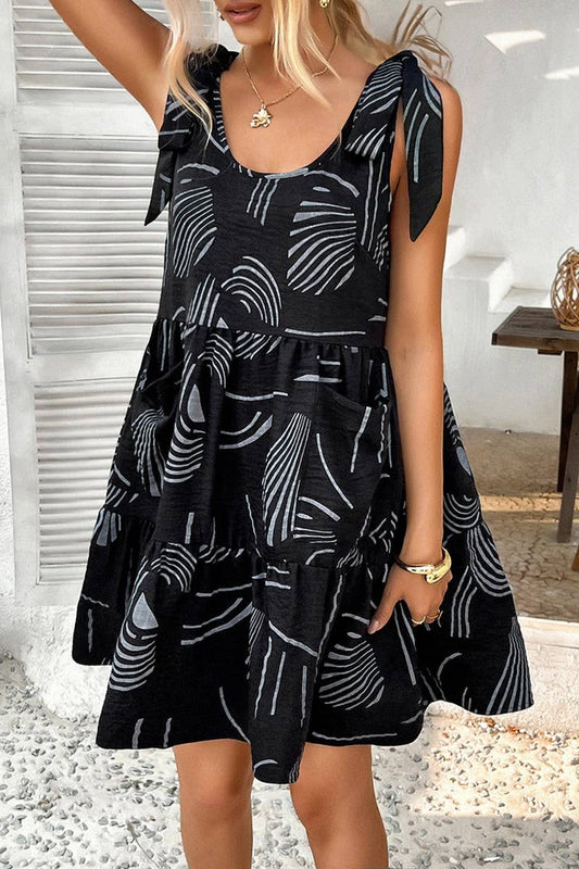 CWDSD7853_CASUAL STYLE TIE-STRAP PRINT SUSPENDER DRESS