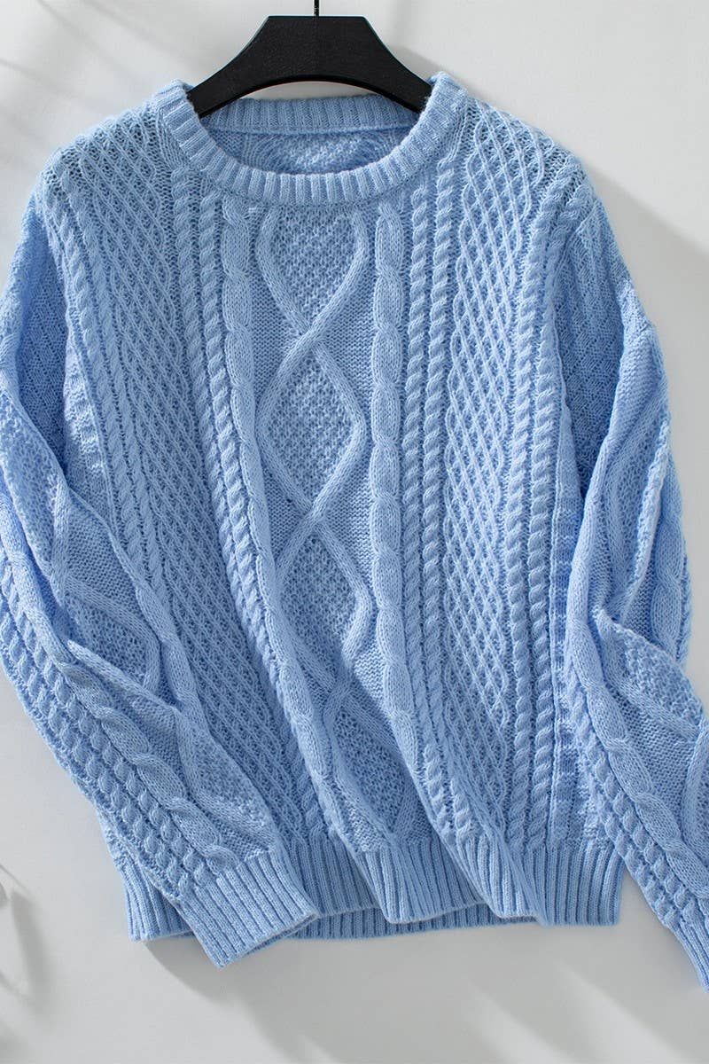 CWOSWL2906_CABLE KNIT LOOSE LONG SLEEVE SWEATER