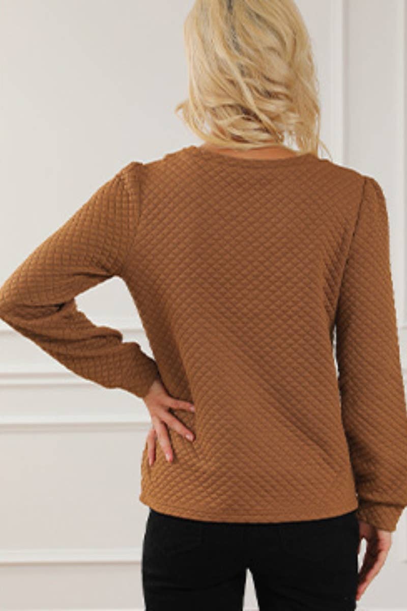 CWTBLL3054_SOLID COLOR LOOSE BASE LONG SLEEVE TOP