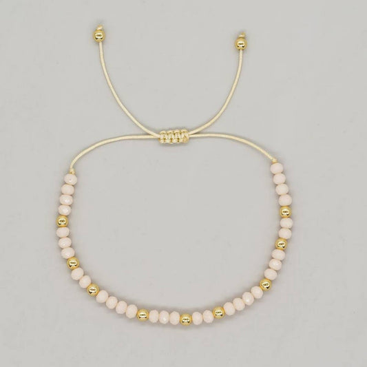 CRYSTAL GOLD BEADED HAND-WOVEN BRACELET