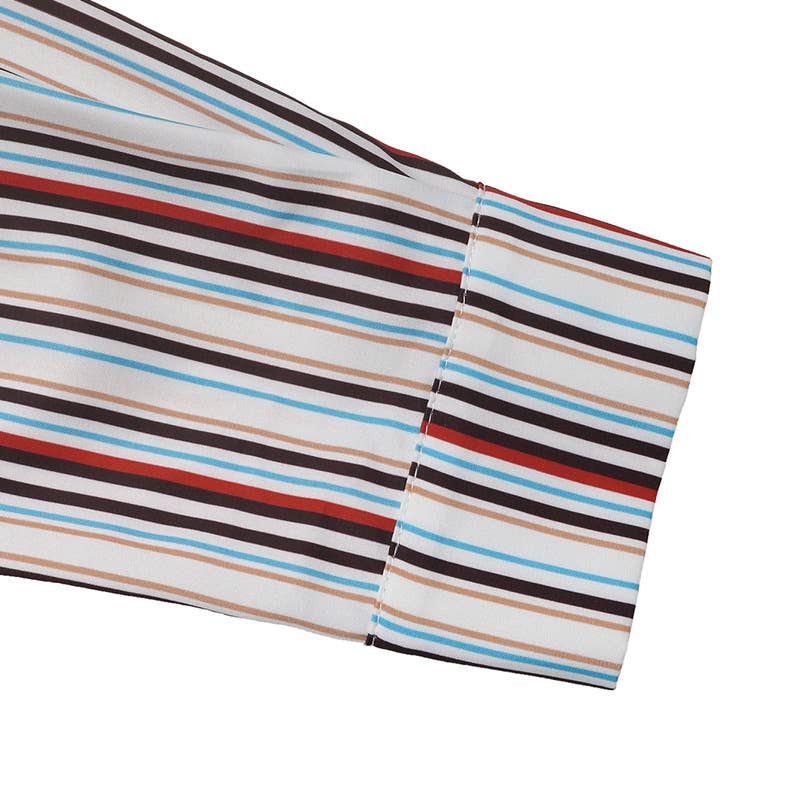 Casual lapel colorful vertical striped shirt