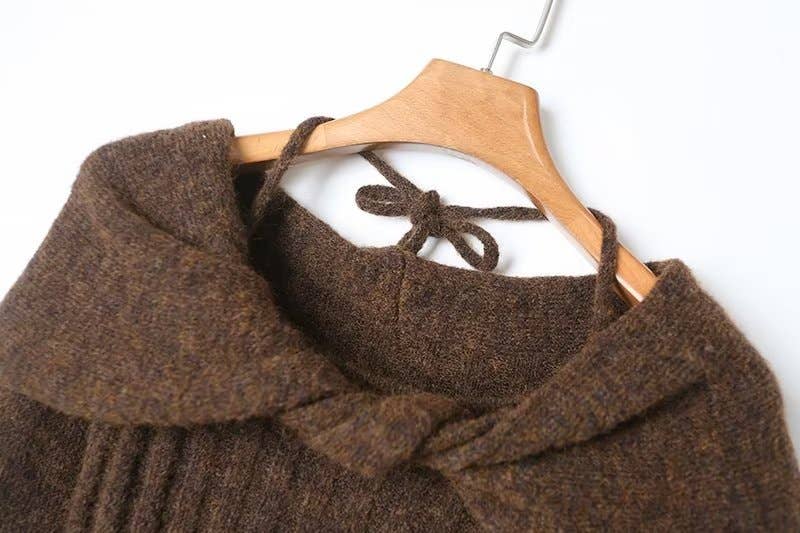 DESIGN ONE-LINE SHOULDER TWIST HALTER KNITWEAR