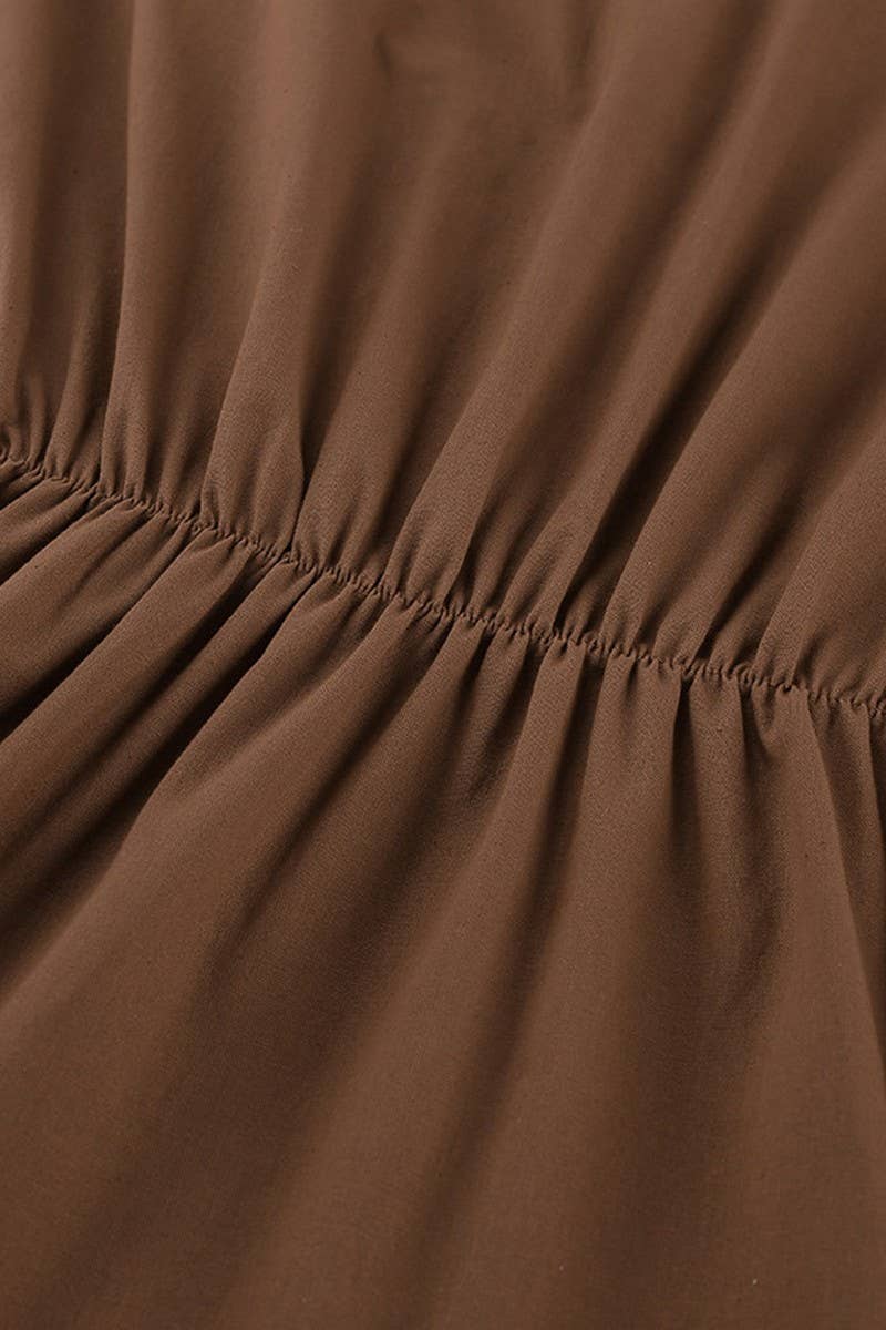 CWDMD6096_LINEN COTTON ASYMMETRICAL NECKLINE SHORT DRESS