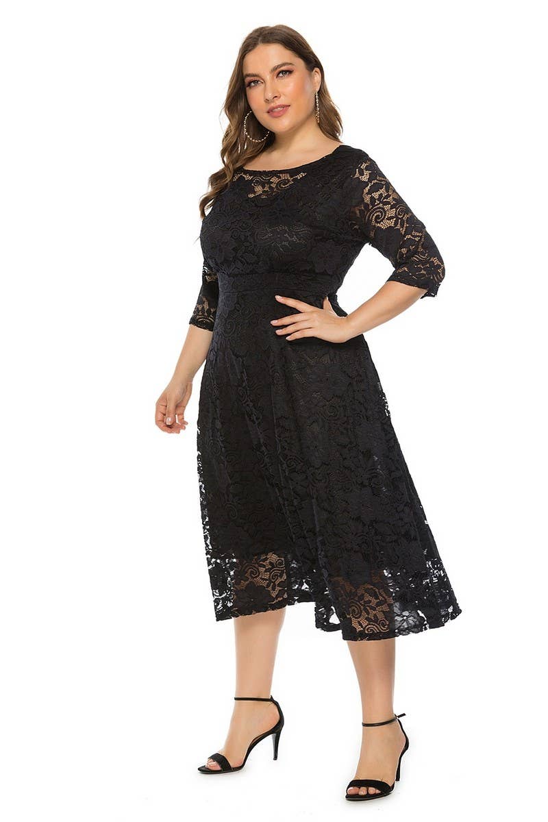 CWDMD3207_PLUS SIZE LACE POCKET EVENING GOWN DRESS