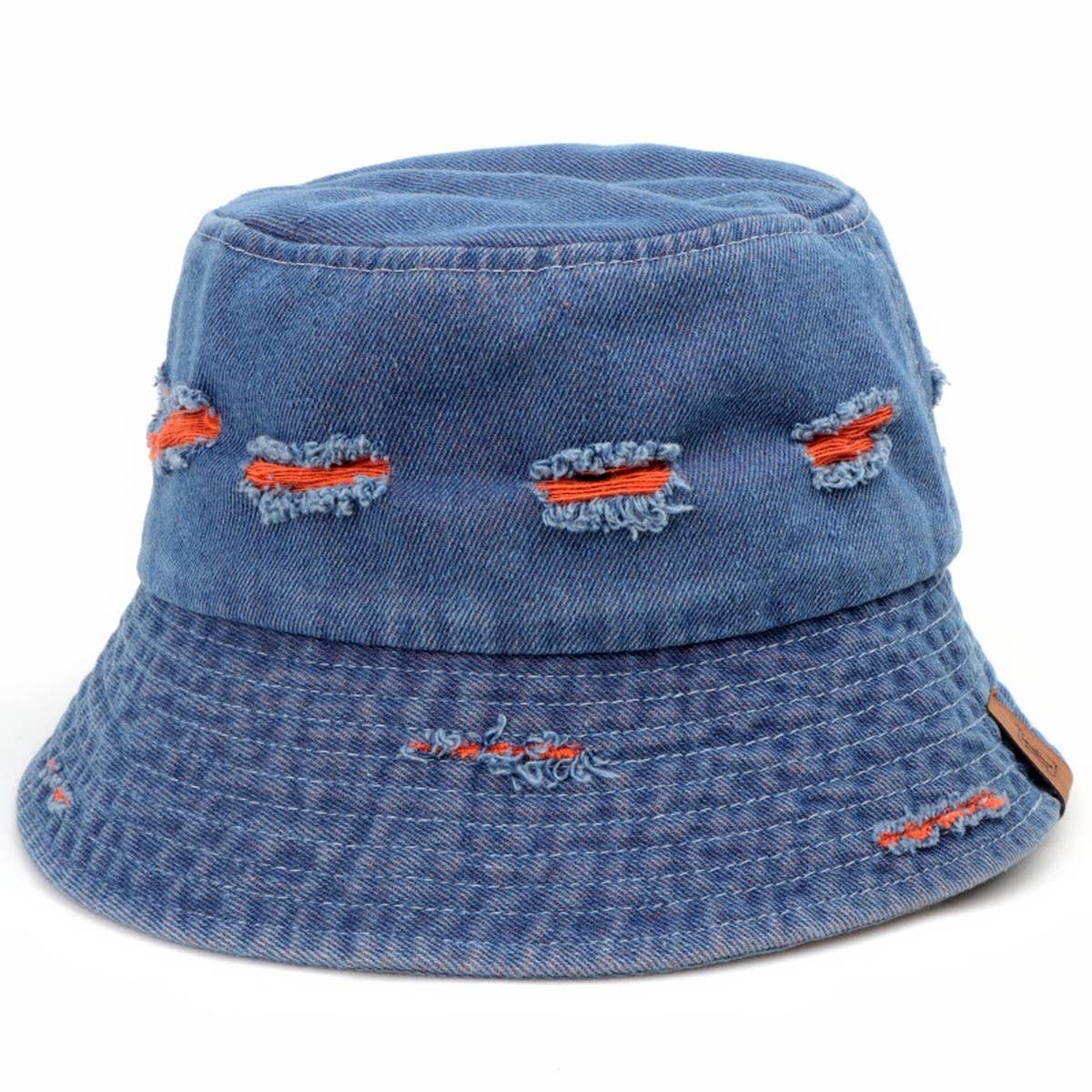 LETTER DENIM HOLE COLORBLOCK BUCKET HAT_CWAH1551