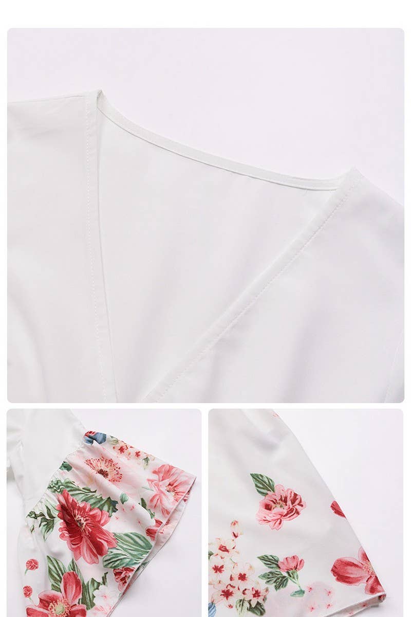 CWDSD4407_HALF SLEEVE PRINTED SHORT DRESS