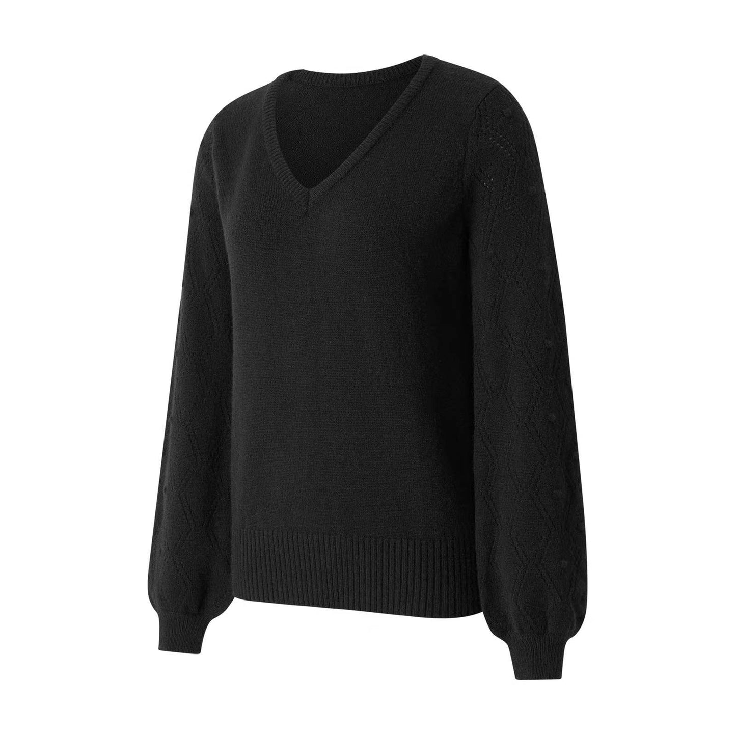 COMFORTABLE SOLID COLOR CASUAL V-NECK SWEATER