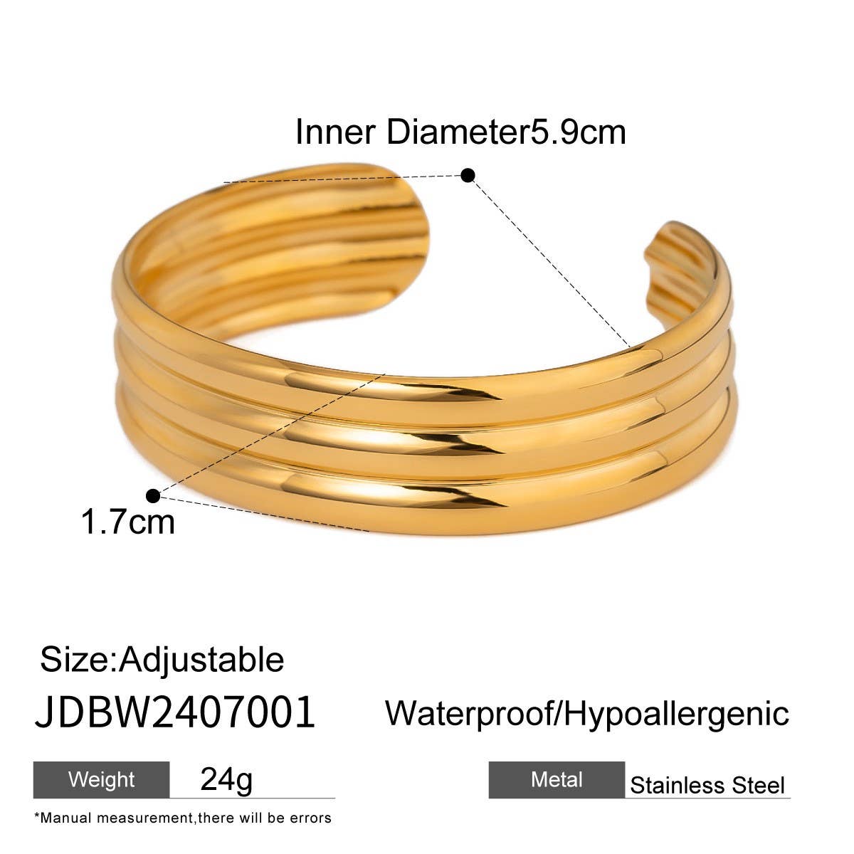 Vintage 18K Gold Triple Tube Open Cuff Bracelet