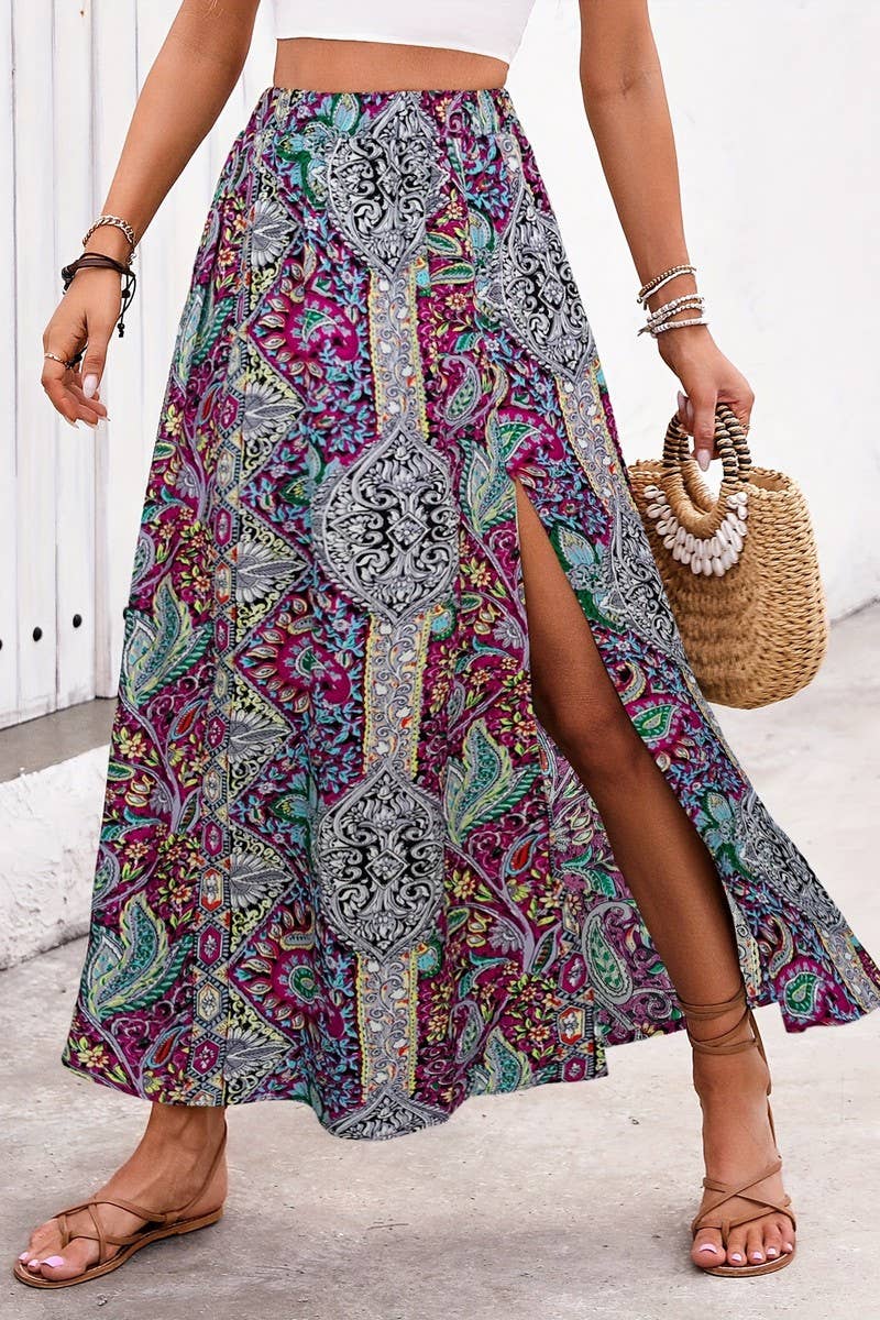 CWBLS0438_SPRING AND SUMMER PERSONALITY SLIT A-LINE SKIRT