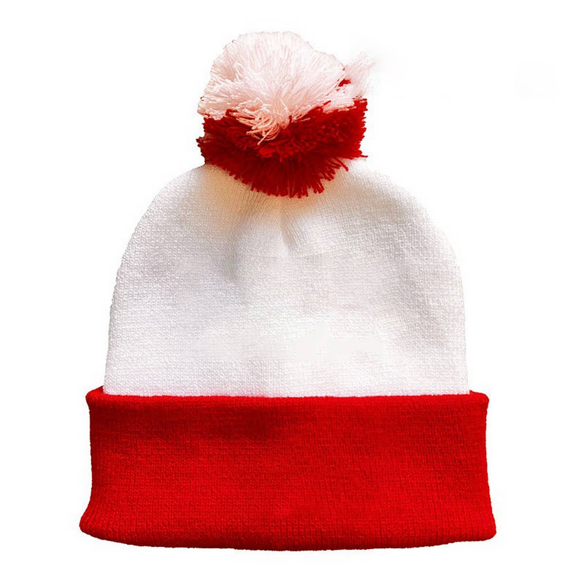 CWAH04338_CHRISTMAS STRIPED KNIT POM POM BEANIE HAT