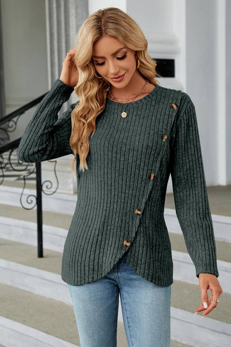 CWTBLL1114_LONG SLEEVE ROUND NECK TULIP HEM BOTTOMING SHIRT